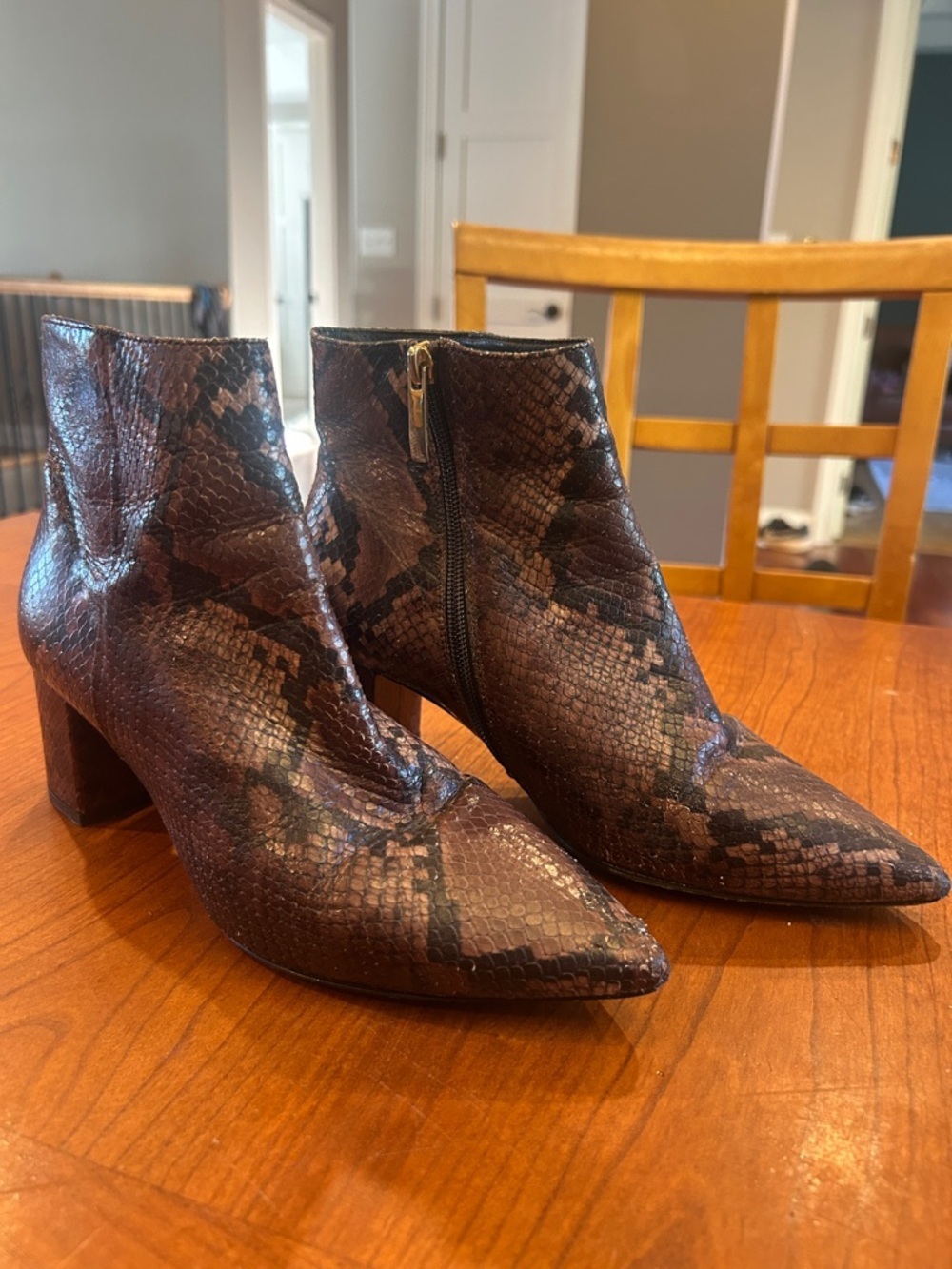 L'AGENCE Jeanne Bootie in Brown Snake size 38.5 EU 7.5 US - Picture 2 of 8